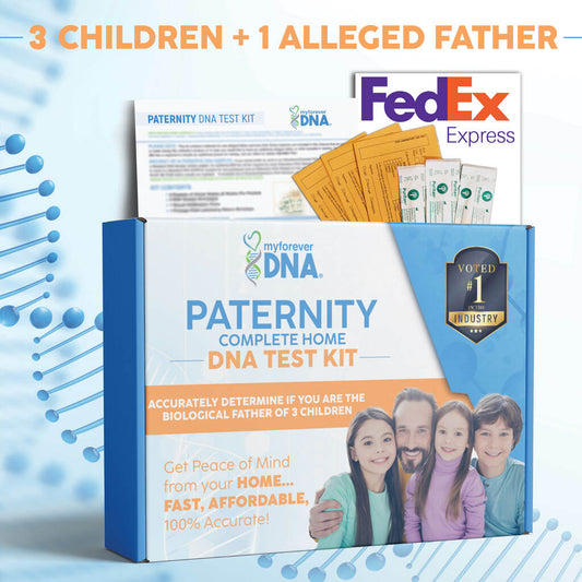 PATERNITY | 1 Alleged Father + 3 Children | Complete Home DNA Test Kit | All Lab Fees & Shipping Included