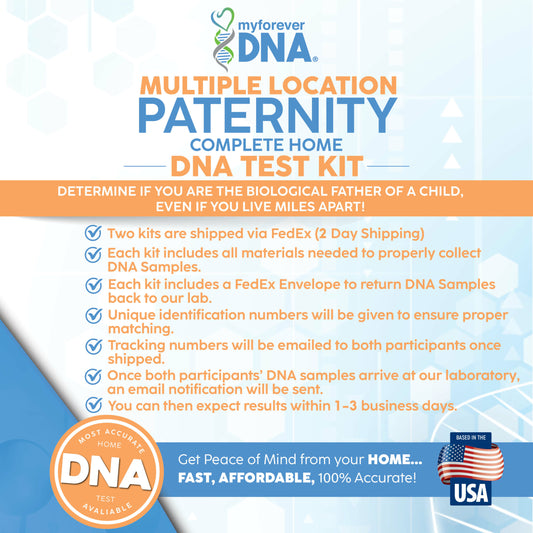 PATERNITY | Multiple Location: 1 Order, 2 Kits | Complete Home DNA Test Kits | All Lab Fees & Shipping Included